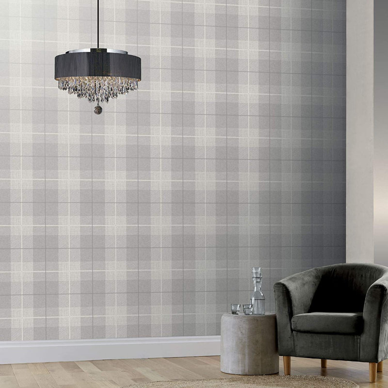 Twombly 10.05m x 53cm Textured Matte Wallpaper Roll, Grey
