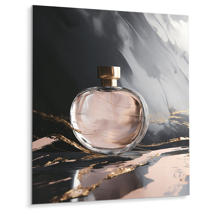 «Gold Perfume Couture I», art mural en métal «Fashion Perfume», H 32 po x l 16 po x P 1 po