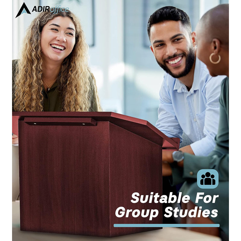 Mahogany Foldable Tabletop Presentation Lectern with Storage
