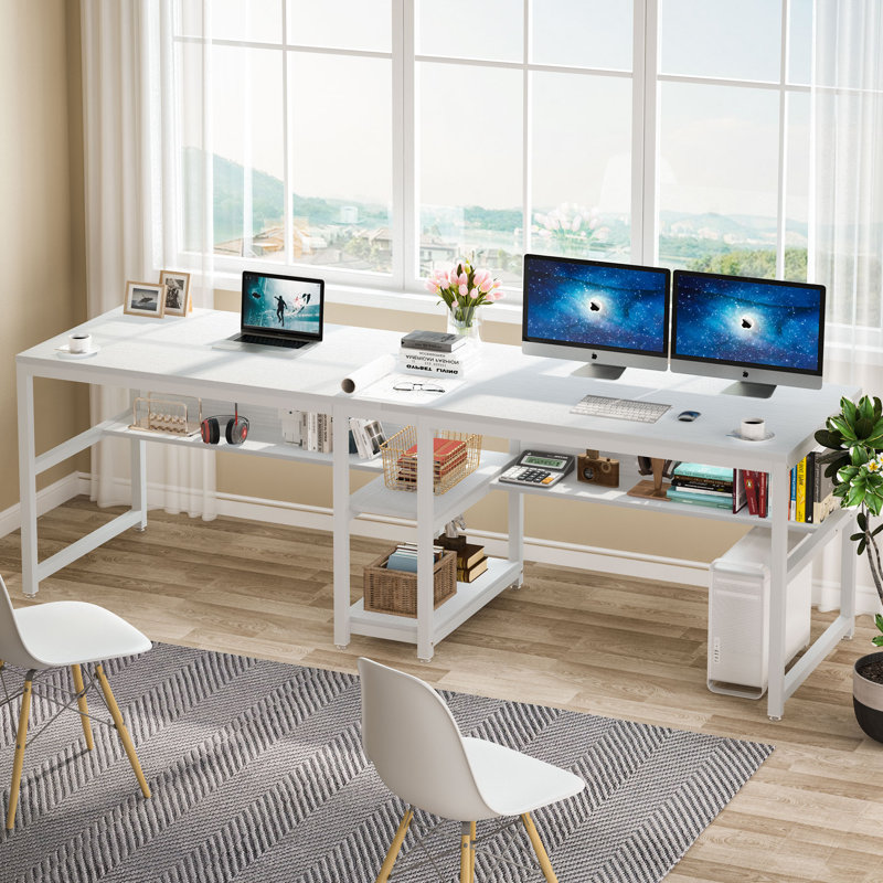 Rigueiro Metal Base Computer Desk, White