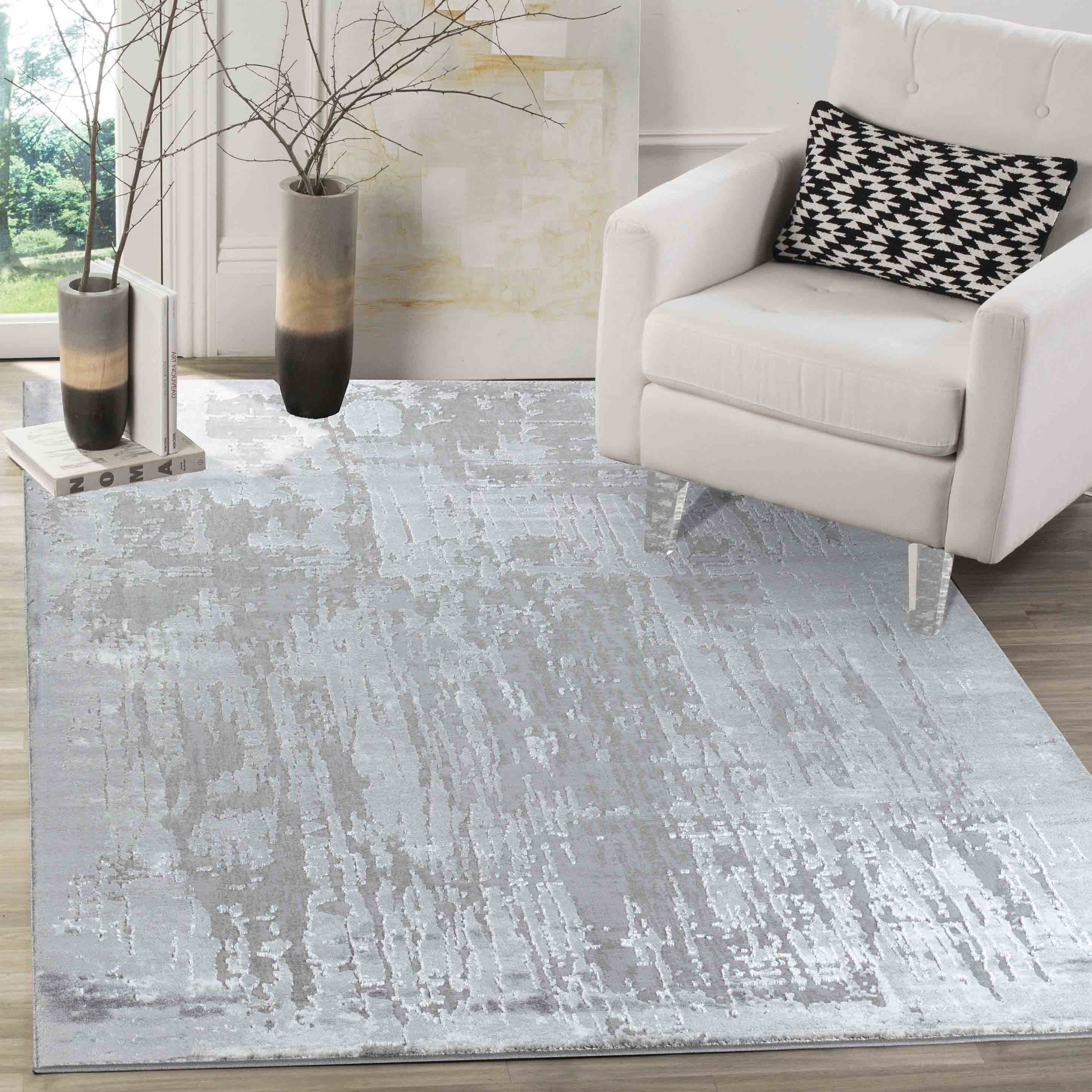 Borough Wharf Folwell Abstract Machine Woven Grey Area Rug & Reviews ...