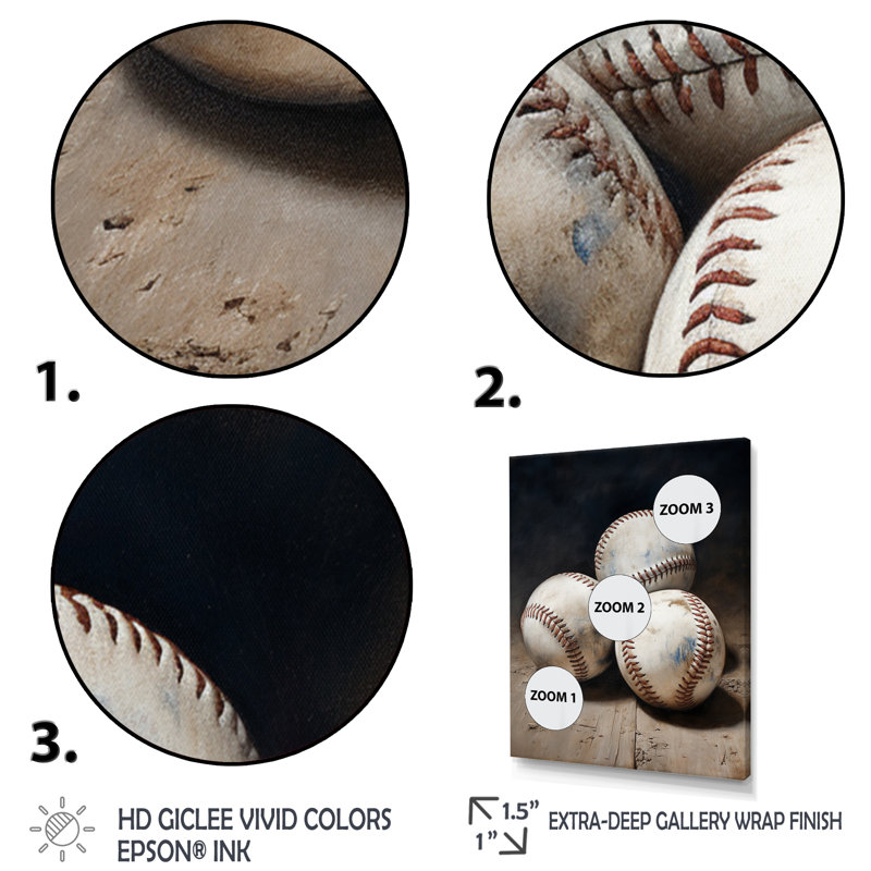 «Urion Baseball Subtle Double Play», reproduction d'art sur toile, H 20 po x l 12 po x P 1 po, Cadre flottant doré