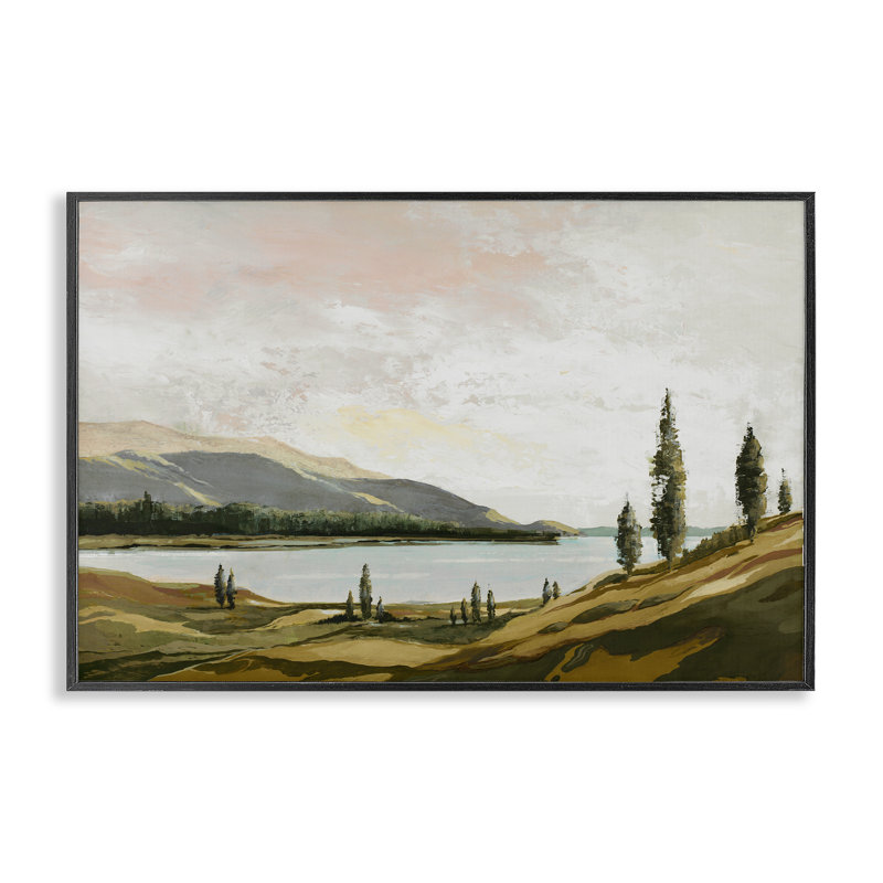 «Calm Scenic Landscape», estampe numérique, design par Max Maxx, H 12 po x l 18 po, Giclée encadrée noir minuit