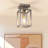 1-Light Farmhouse Cage Semi Flush Mount Ceiling Light With Glass Shade For Living Room, Bedroom, Entryway-1163312577