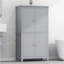 Armoire de rangement élégante pour salle de bain, unité de rangement pour salle de bain, armoire autoportante avec 4 portes, tablettes réglables, tablettes adaptables, gris-1245810399