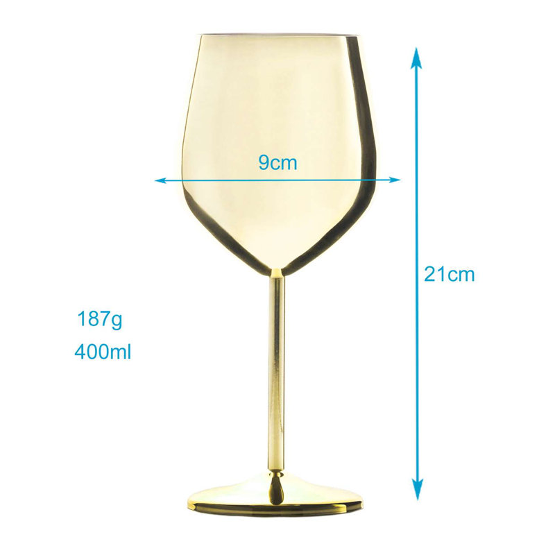 400ml Stainless Steel White Wine Glass Set, Golden