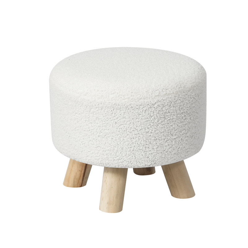 Repose-pieds rond Cenka, 100 % polyester blanc