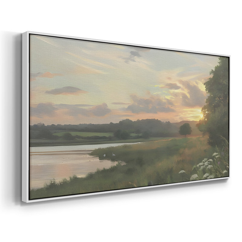 Série paysage -MXVII- Toile tendue avec châssis tendue, prête à être accrochée, H 17 po x l 33 po, Blanc