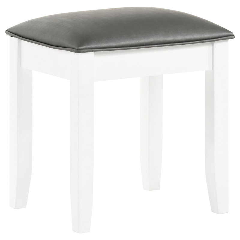 Fauteuil de coiffeuse blanc glamour, rembourré, esthétique moderne, pieds tournés, pour tabouret de chambre à coucher et de salon avec siège rembourré, espace de la chambre principale
