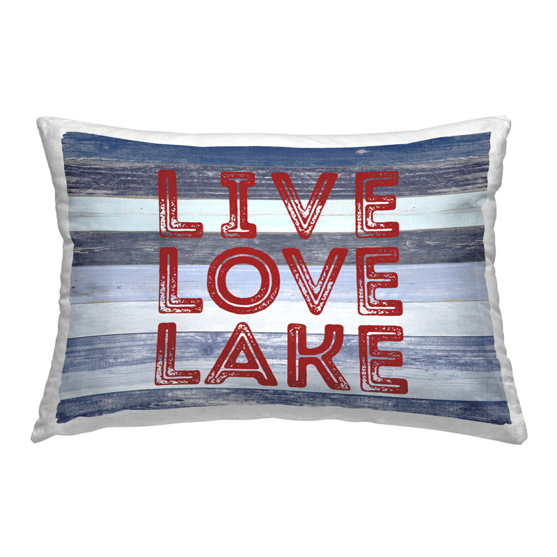 Coussin décoratif à rayures Live Love Lake