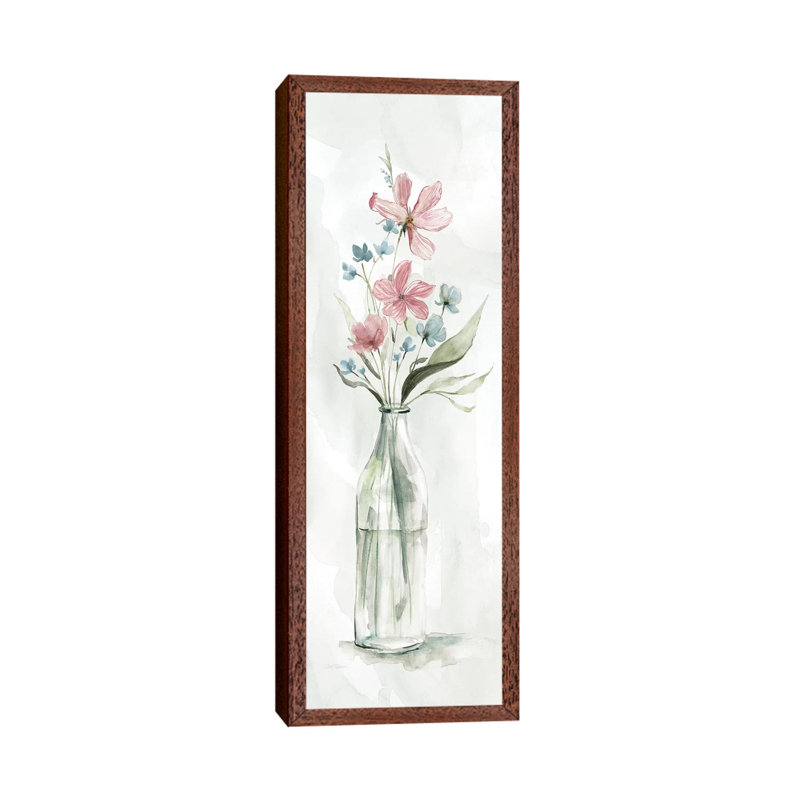 Country Charm I 1 Piece Panoramic Painting on Canvas, 30.48 cm H x 91.44 cm W, Classic Brown Wood Framed