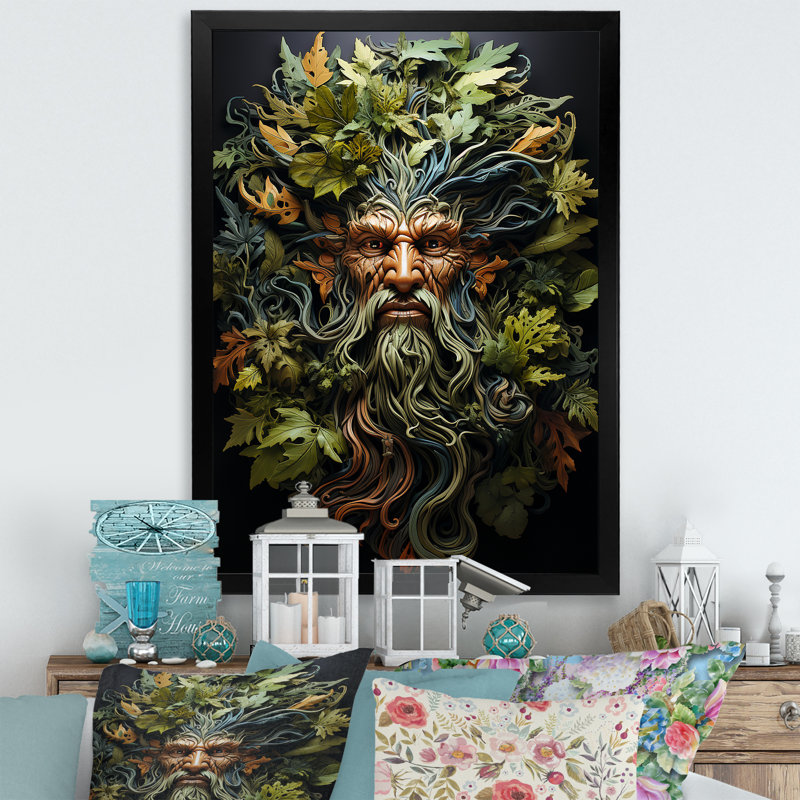 Séquoia, gardiens anciens, portrait II - art mural fantastique, salon, H 44 po x l 34 po x P 1,5 po, Cadre photo noir