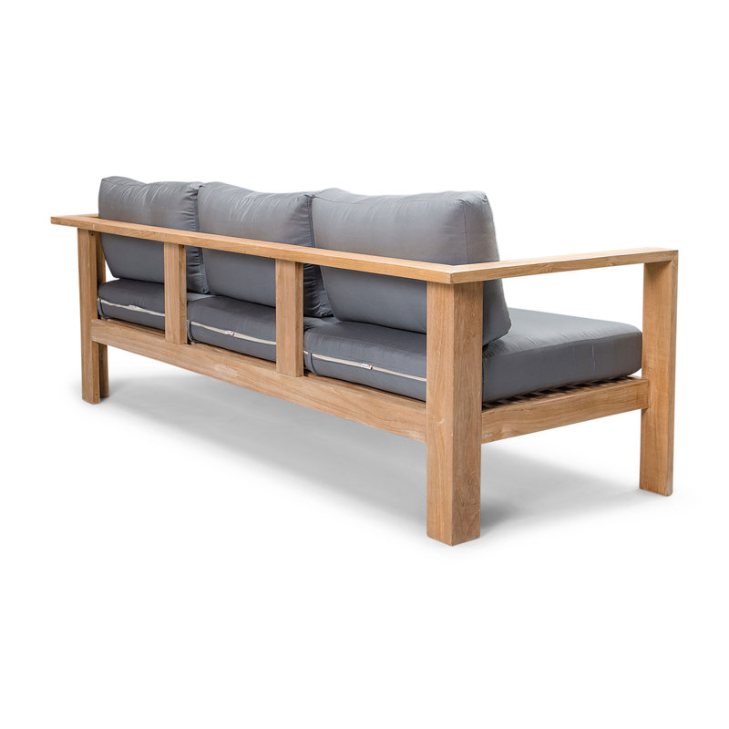 Ando Teak Patio Sofa with Sunbrella Cushions, Canvas Charcoal Sunbrella® Canvas