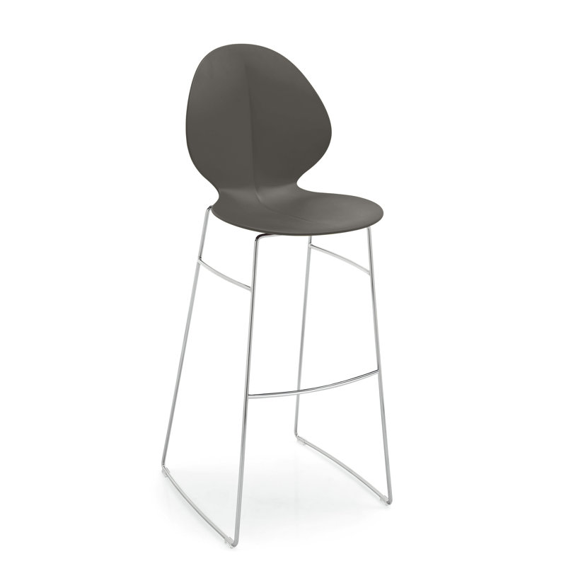 Basil Ergonomic Stool with Metal Base, Matte Optic White, Bar Stool (32" Seat Height)