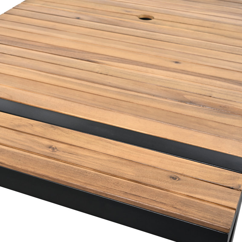 Repas d'extérieur - 7 pièces, structure en bois et acier beige, coussins amovibles - pour 7 meubles de patio en bois, beige, imperméable