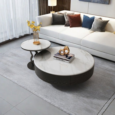 Table basse italienne ronde en pierre supercristalline
