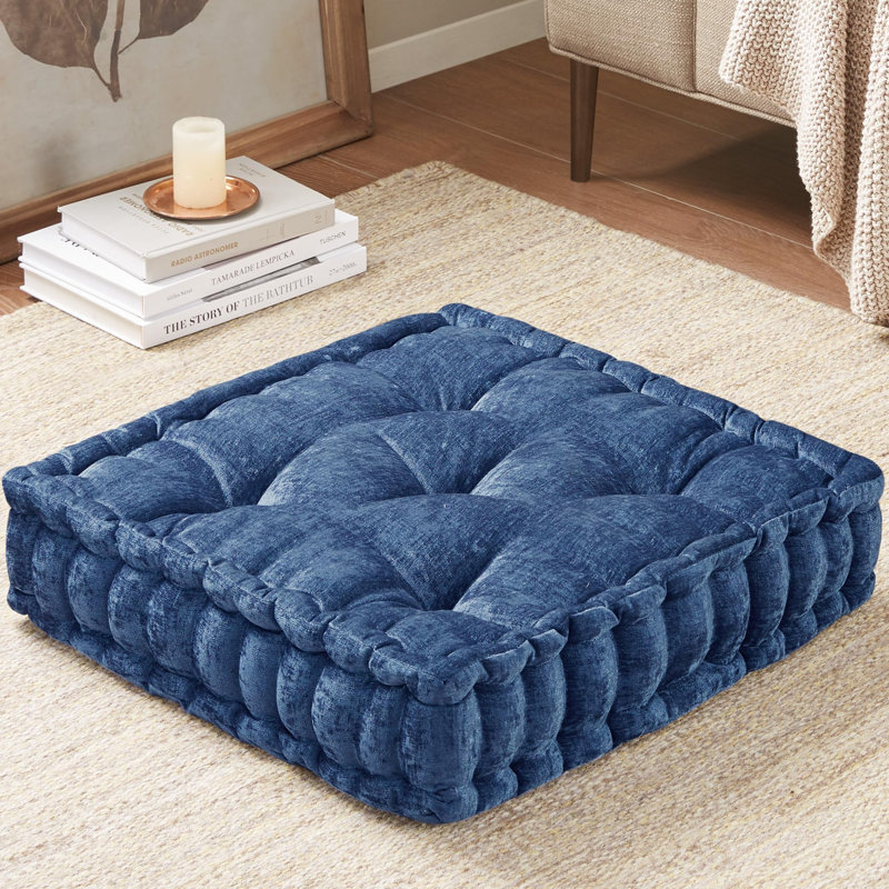 Coussin de sol carré en polystyrène 20 po x 20 po Azan, Marine, Carré 20 po