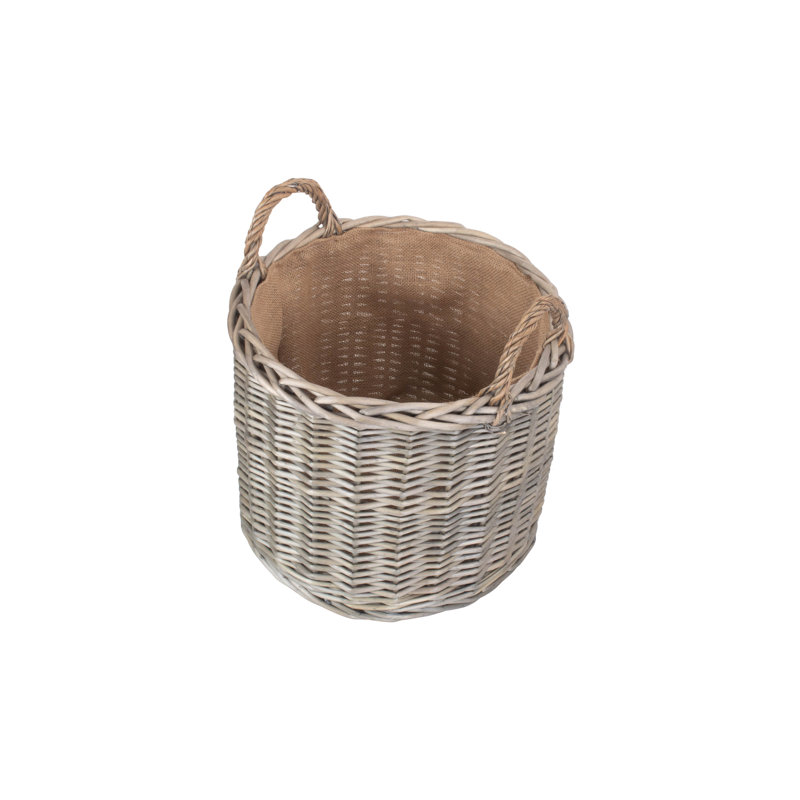 Wicker Lined Log Storage Basket, 36cm H x 36cm W x 36cm D