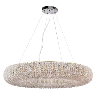 Lustre en cristal doré champagne Krista Glam - 2 options de taille (16 lumières / 24 lumières), luminaire à intensité variable G9 avec fil réglable