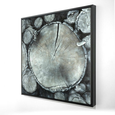 Stacked Wood Logs - Monochrome Livingroom Canvas Art Decor
