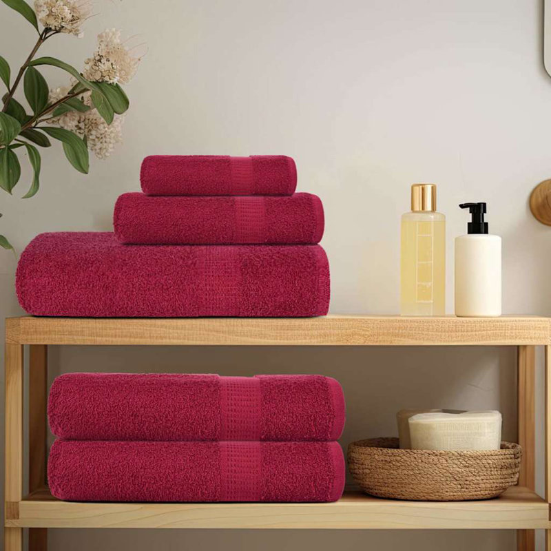 Towel Set 360 Gsm 100% Cotton, Bordeaux, 6 Piece Towel Set