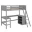 Lit mezzanine simple avec tablettes intégrées et bureau d'étude, structure en bois avec poste de travail-1402096298