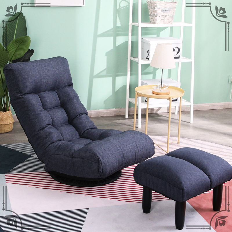 Foldable Reclining Chair For Living Room, Navy - 38.12 Lb Construction , 65.63 In. Wide Seat