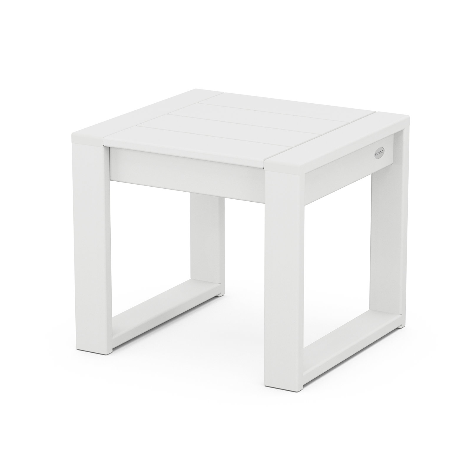 POLYWOOD® Edge 20" Patio Side Table, White, 17.5"H x 19"W x 19"L