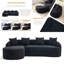 Canapé modulaire noir en L modulaire avec méridienne incurvée et assise profonde en mousse haute densité chenille-124497518-124497515