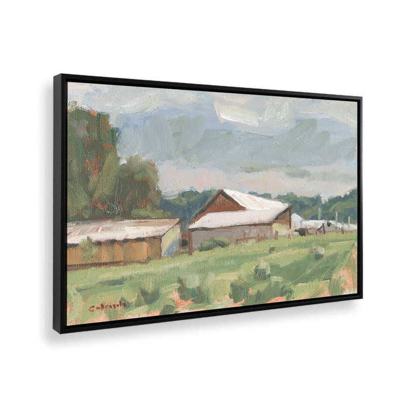 Barn Buildings in Somers by Stephen Calcasola Canvas Art Print, Black, Floater Framed Print without Mat, 12" H x 16" W