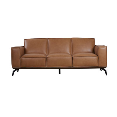 Orren Ellis Kijuana Top Grain Leather Sofa, Brown
