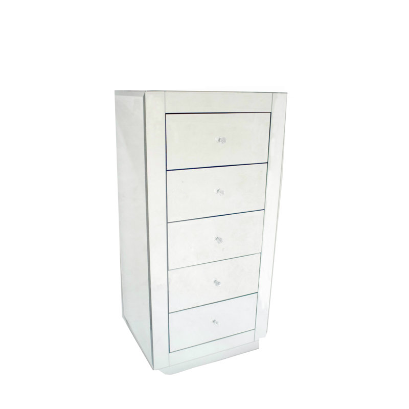 Commode décorative à 5 tiroirs Modern Mirror - Armoire de rangement Hutchins pour chambre à coucher, salon ou couloir