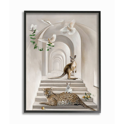 «Australian Animals in Organic Architecture Kangaroo Doves» par Daphne Polselli - impression d'art graphique