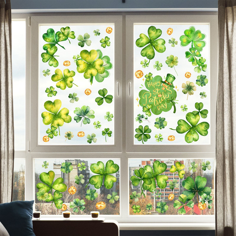 Décoration murale fenêtre avec feuille verte