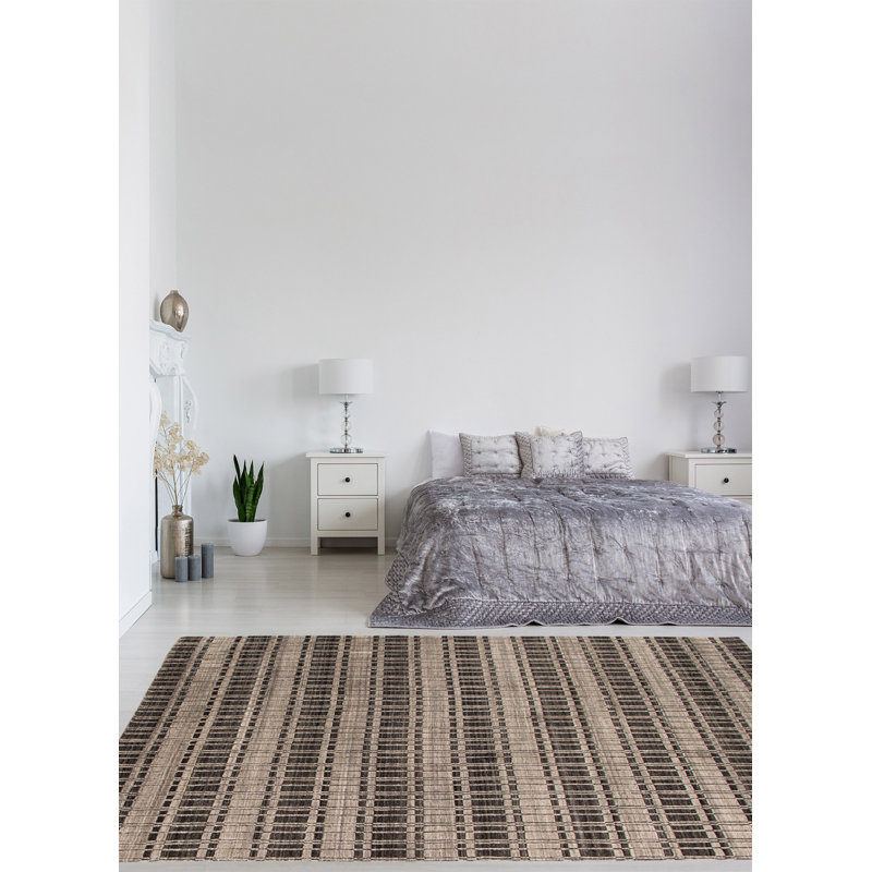 Tapis rayé gris foncé en laine tissé à la main Droitwich