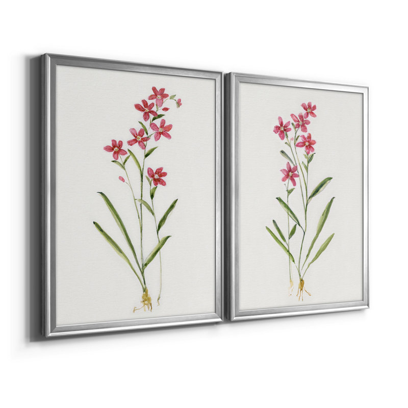Delicate Pink I - ensemble de 2 reproductions d'art sur toile encadrées, Argent, H 22,5 po x l 61 po x P 1,5 po