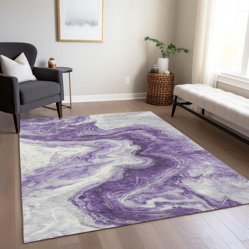 Tapis mauve intérieur / extérieur lavable à la machine Cinead ACN1706, Rectangulaire 8 pi x 10 pi