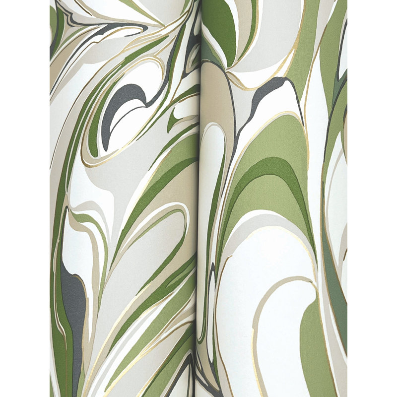 Papier peint noir Achate, Vert