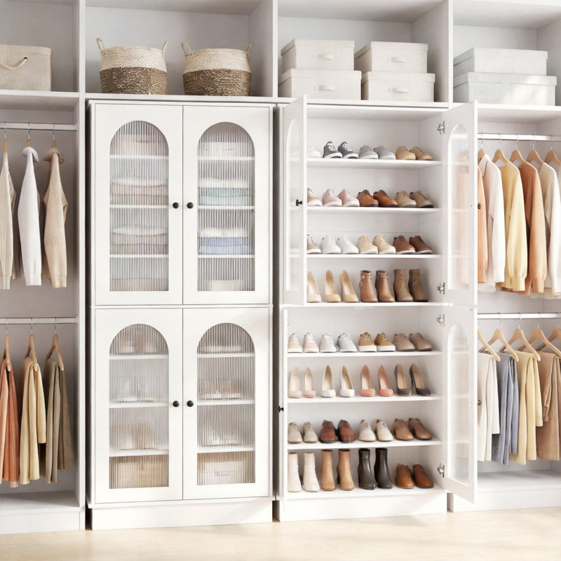 2Pack 8-tier Shoe Storage Cabinet With Adjustable Shelves For Entryway, Closet, Drom