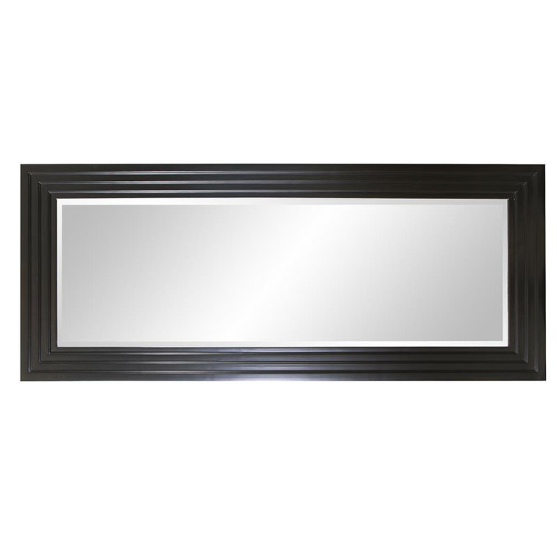 Amy Wood Flat Wall Mirror, 82" x 34", Espresso Brown