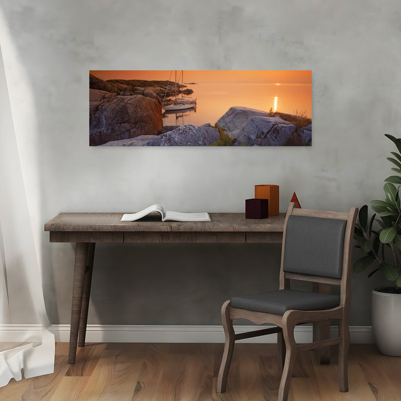 Sailboats on the coast Lilla Nassa Stockholm Archipelago Sweden 1 Piece Wrapped Canvas Panoramic Wall Art