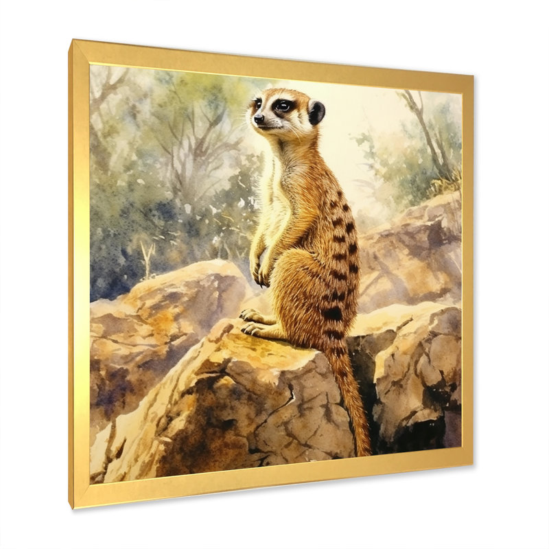 Suricate II, impression sur toile, Cadre doré à une seule photo, H 36 po x l 36 po x P 1,5 po