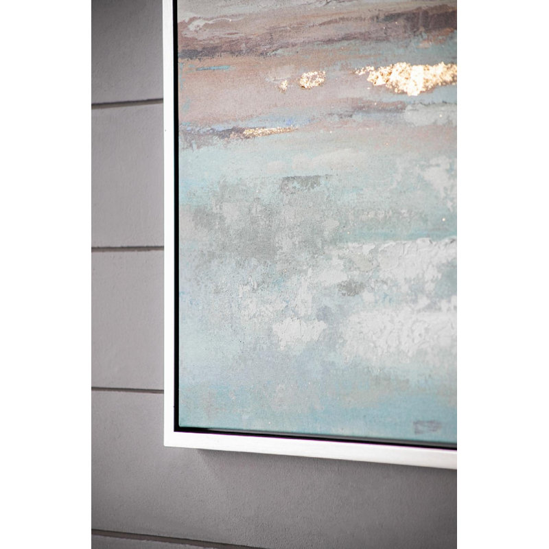 Ocean Day Blue and Gold Abstract Landscape Canvas Painting