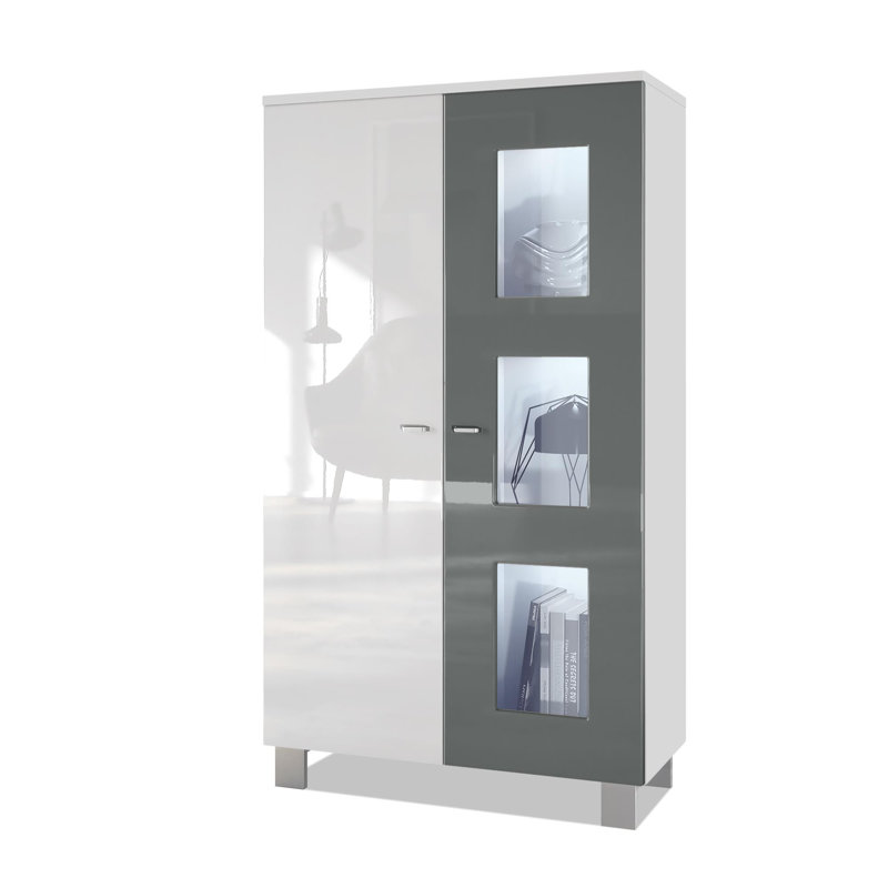 Display Cabinet, Grey/White, With