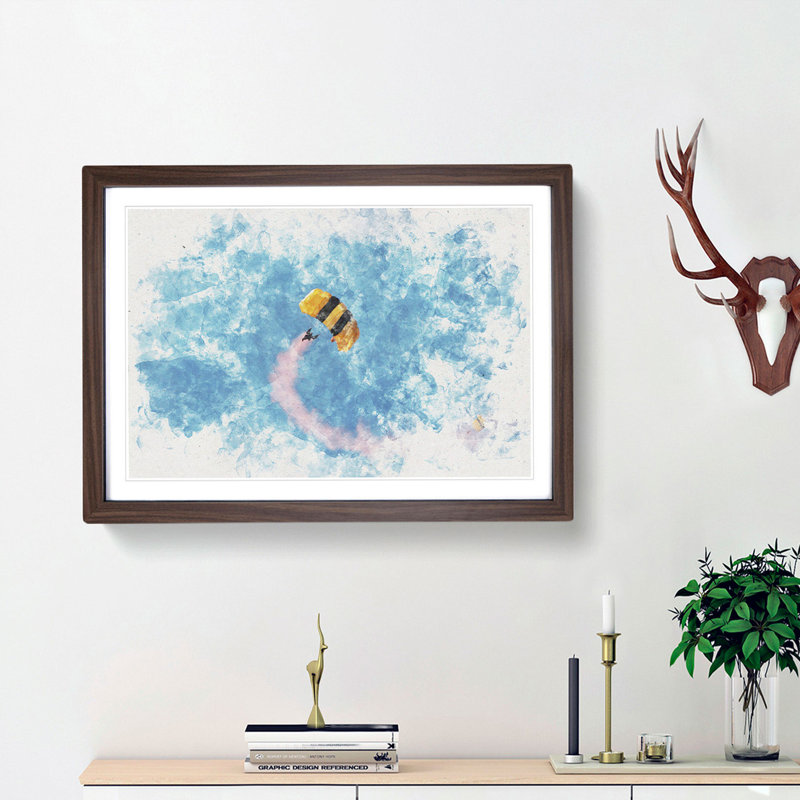 Skydiving - Picture Frame Painting Print, 45cm H x 63cm W x 2cm D, Walnut Framed