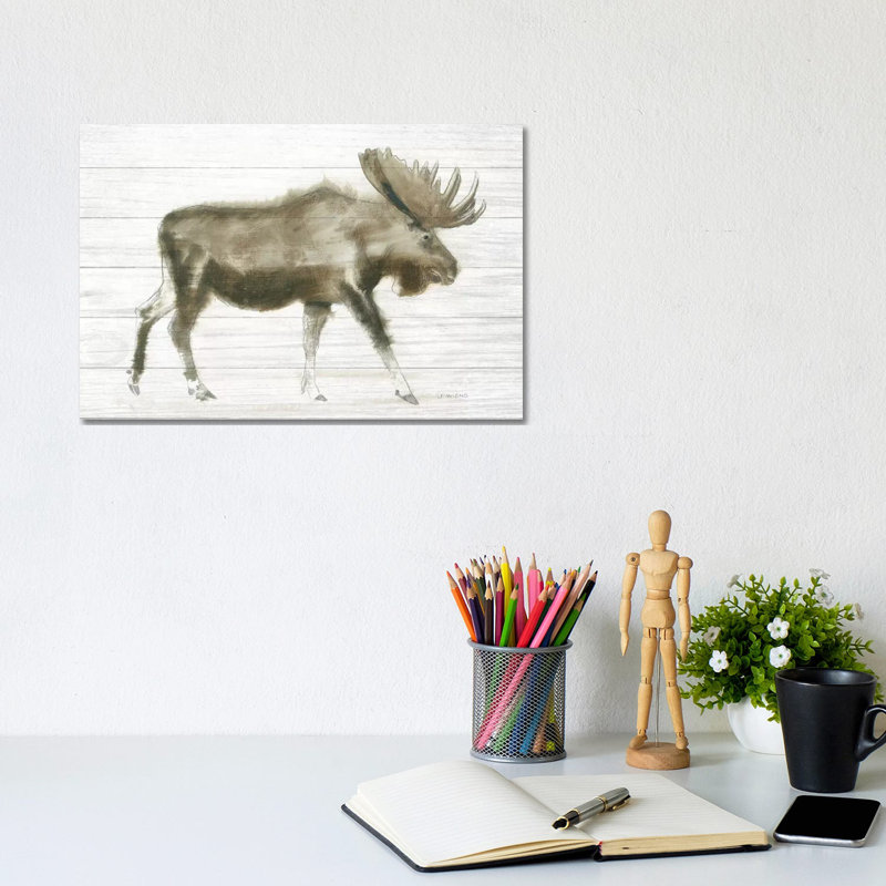 Dark Moose On Wood Crop by James Wiens - Wrapped Canvas Painting, 20.32cm H x 30.48cm W x 1.91cm D