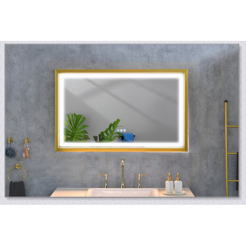 Miroir à DEL rectangulaire surdimensionné anti-buée de 42 po x H 24 po