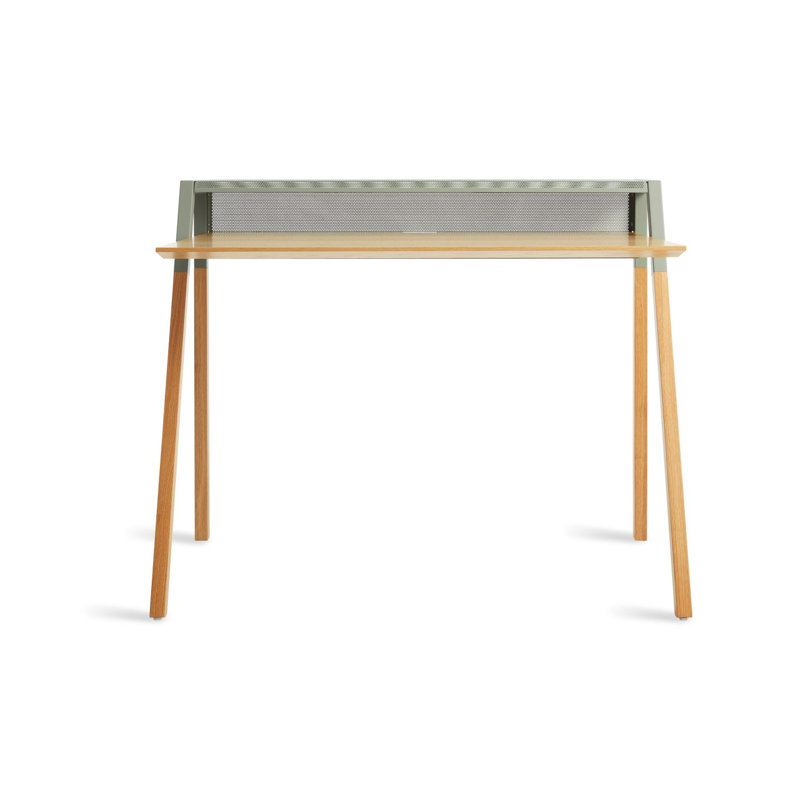 Cant Solid Wood Writing Desk, Gray Green/White Oak