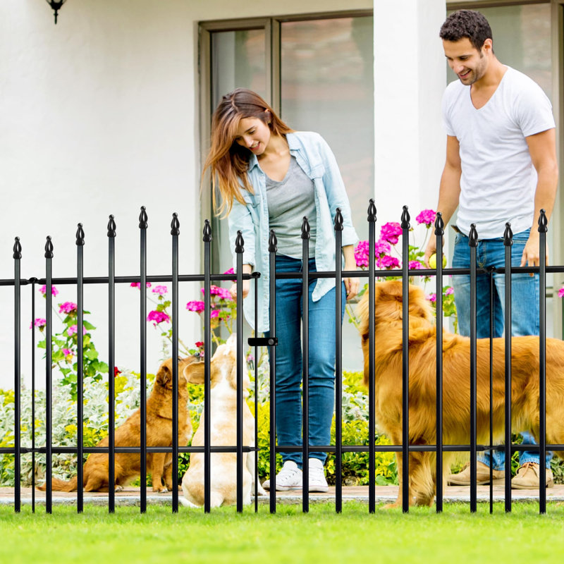 No Dig Metal Garden Fence – Rustproof Border for Small Dogs, Rabbits, Flower Beds & Lawn Edging – Black, 91cm H x 71cm W