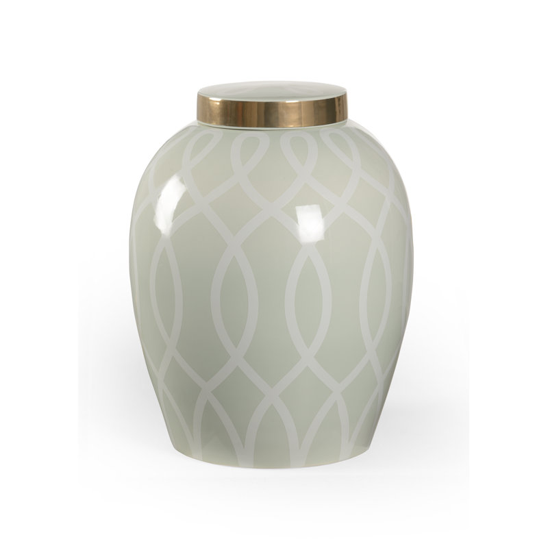 Sarah Ceramic Jar, Mint/Gold